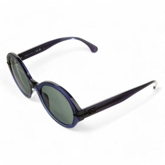 Authentic Chanel CC Logo Sunglasses, Oversized Blue Tortoiseshell - Picture 3 of 10